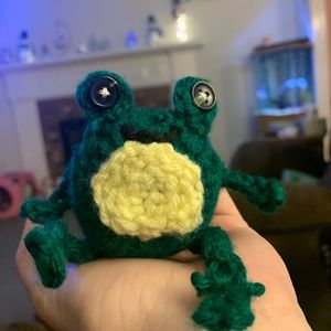 Hand crochet stuffed frog
